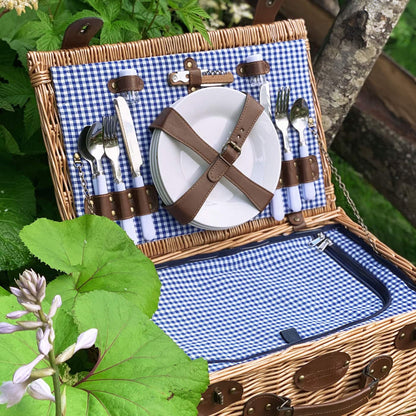 Picnic basket Marly blue checks - 4 person