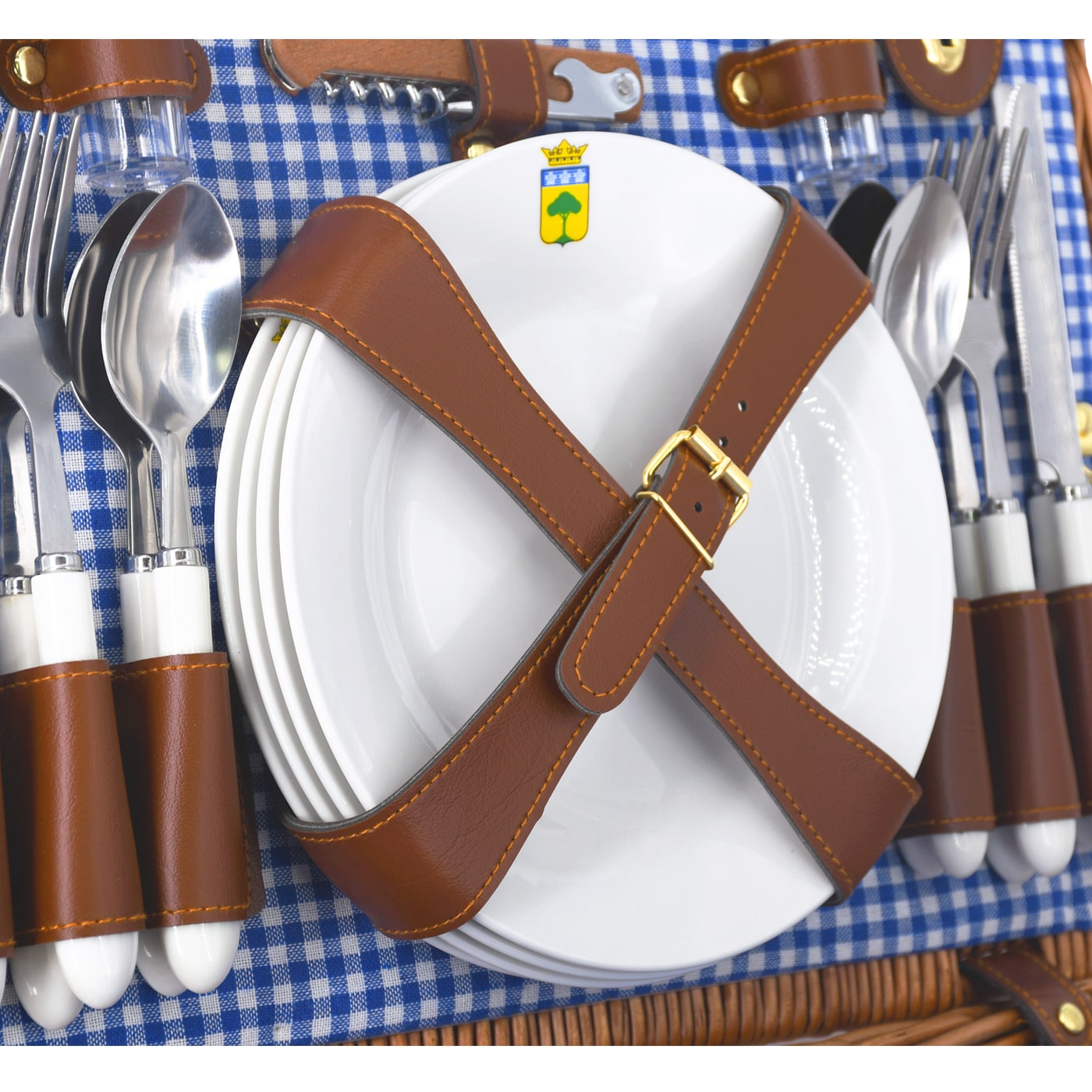 Picnic basket Marly blue checks - 4 person