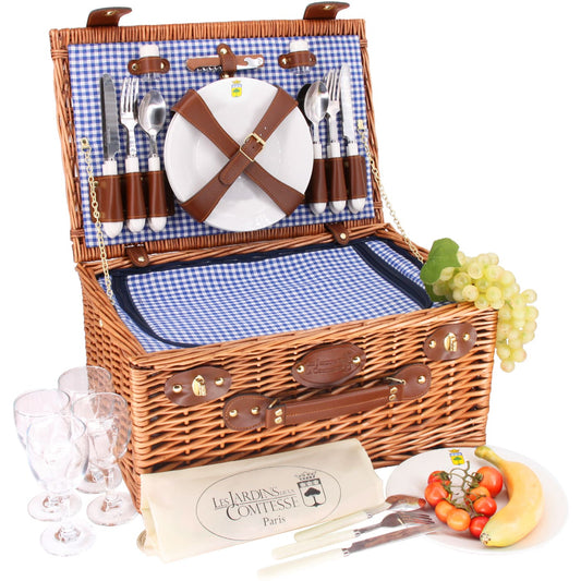 Picnic basket Marly blue checks - 4 person