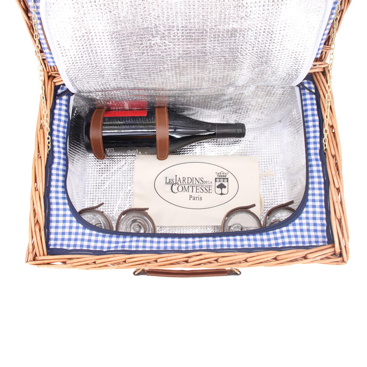 Picnic basket Marly blue checks - 4 person