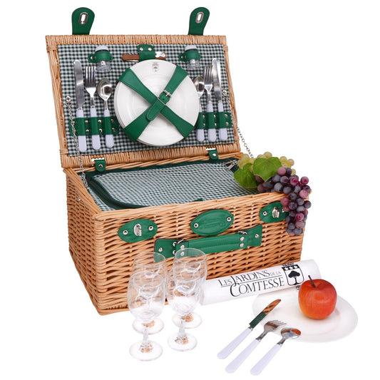 Wicker Picnic Basket Marly Green - 4 persons
