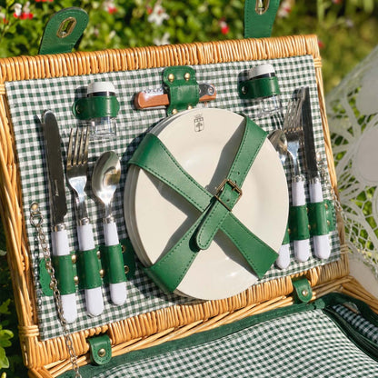 Wicker Picnic Basket Marly Green - 4 persons