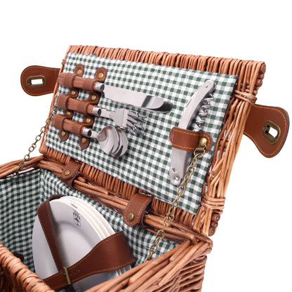 Picnic basket Saint-Germain green gingham - 4 person