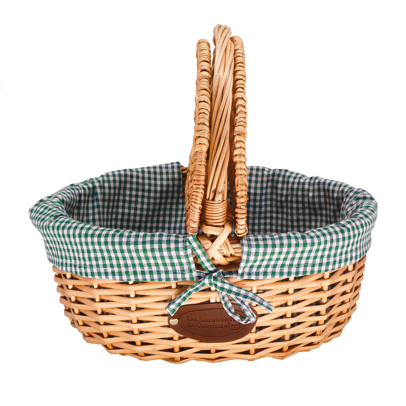 Wicker basket Campagne - Green gingham