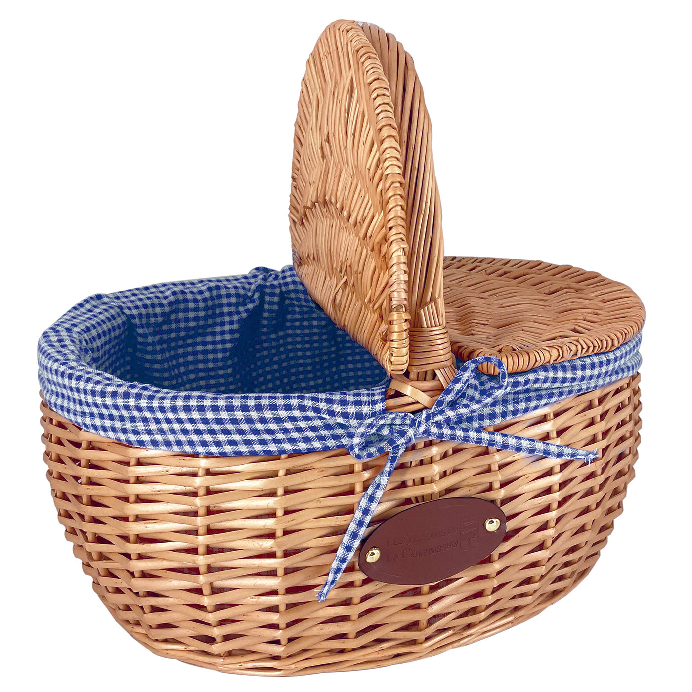 Wicker basket Campagne - Blue gingham