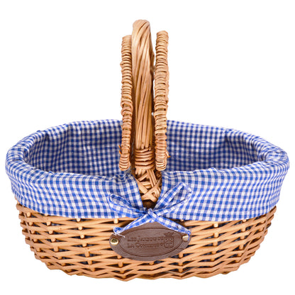 Wicker basket Campagne - Blue gingham