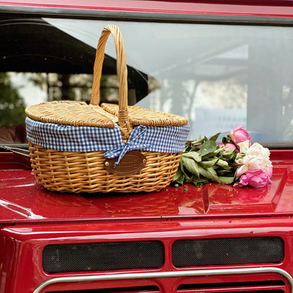 Wicker basket Campagne - Blue gingham