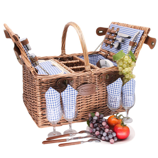 Picnic basket Saint-Germain blue gingham - 4 person