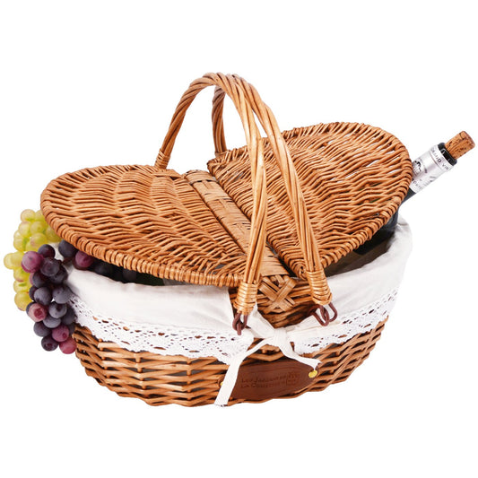 Wicker Basket with Lace Fabric Linen