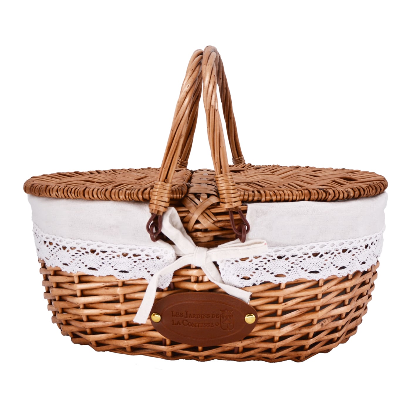 Wicker Basket with Lace Fabric Linen