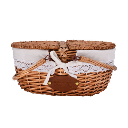 Wicker Basket with Lace Fabric Linen