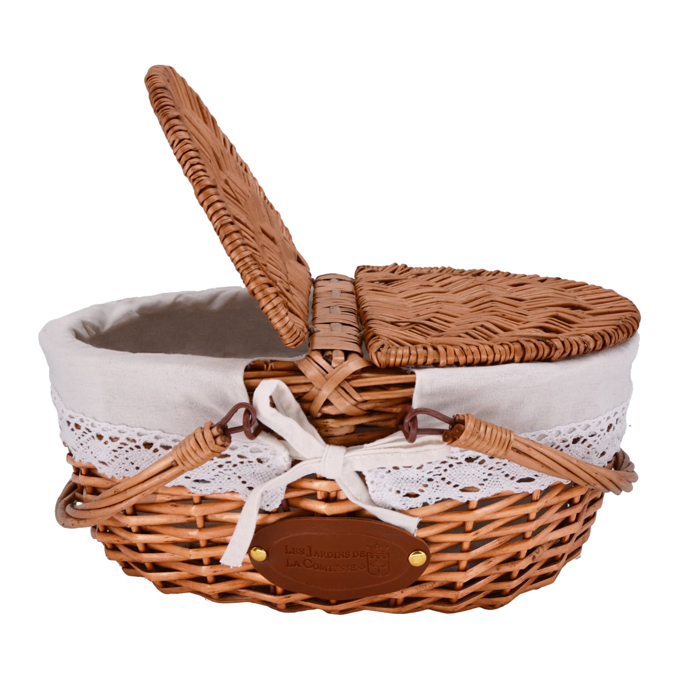 Wicker Basket with Lace Fabric Linen