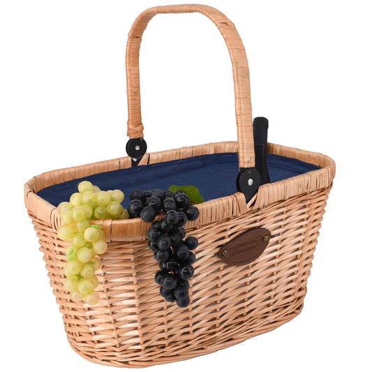 Insulated wicker basket Chantilly blue