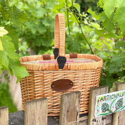 Bicycle Basket "Chantilly" - Red Gingham - For picnics or shopping