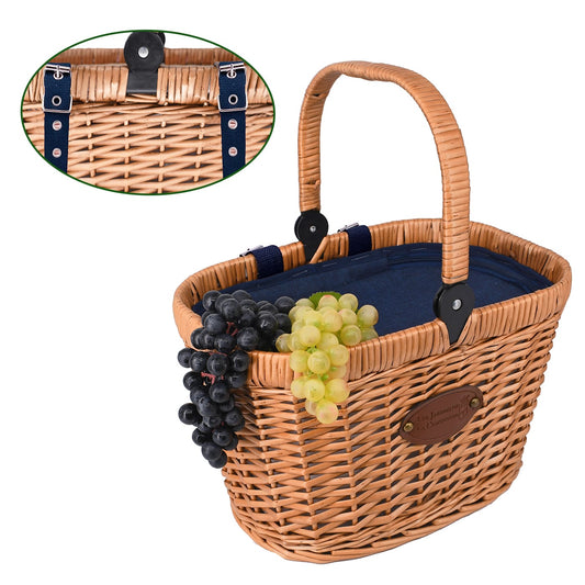 Bicycle Basket "Chantilly" - Blue - For picnics or shopping