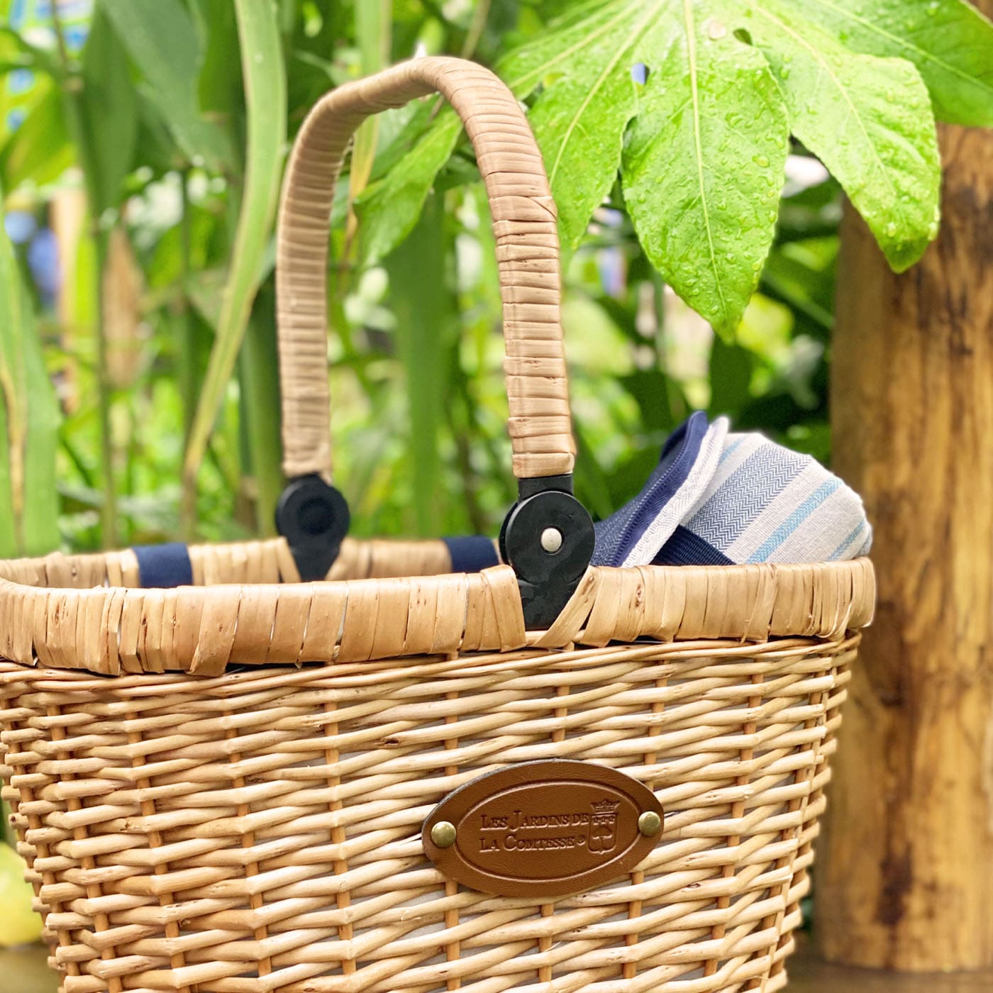 Bicycle Basket "Chantilly" - Blue - For picnics or shopping