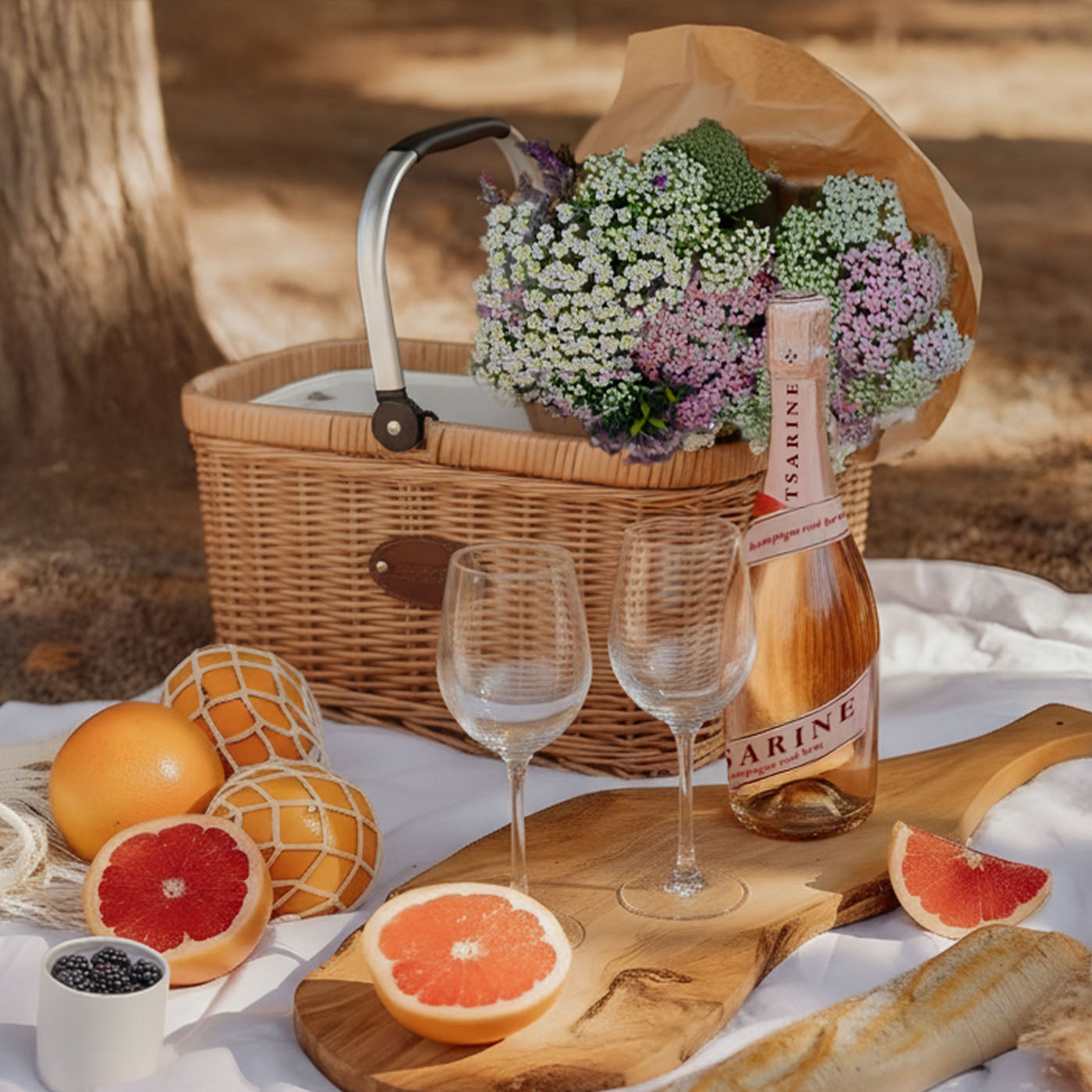 Small Insulated Picnic Basket Chantilly Linen - 18 L