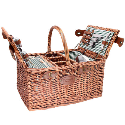 Picnic basket Saint-Germain green gingham - 4 person