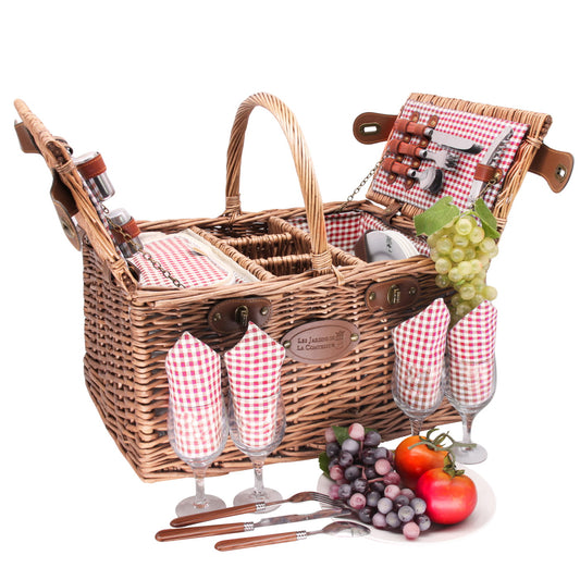 Picnic basket Saint-Germain red gingham - 4 person