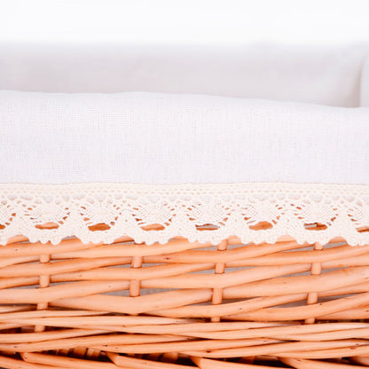 Set of 3 wicker storage baskets - White fabric