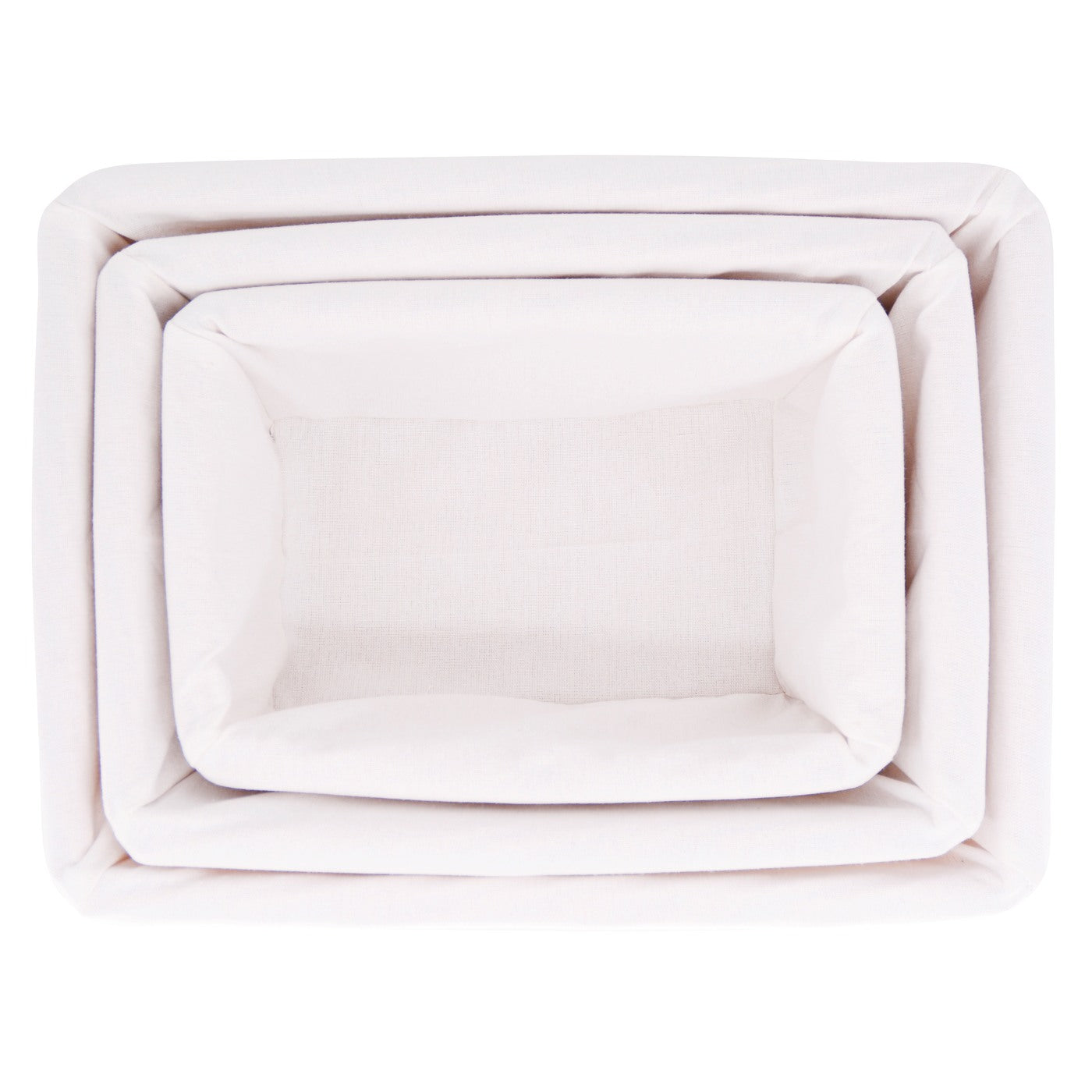 Set of 3 wicker storage baskets - White fabric