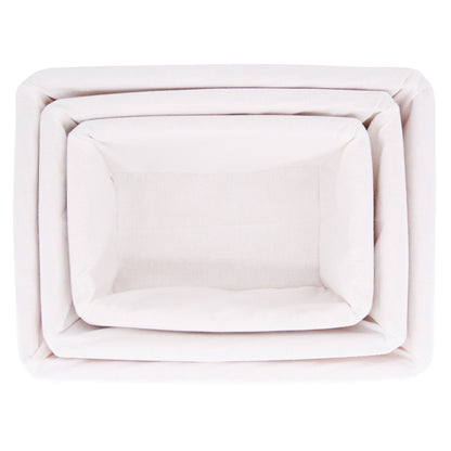 Set of 3 wicker storage baskets - White fabric