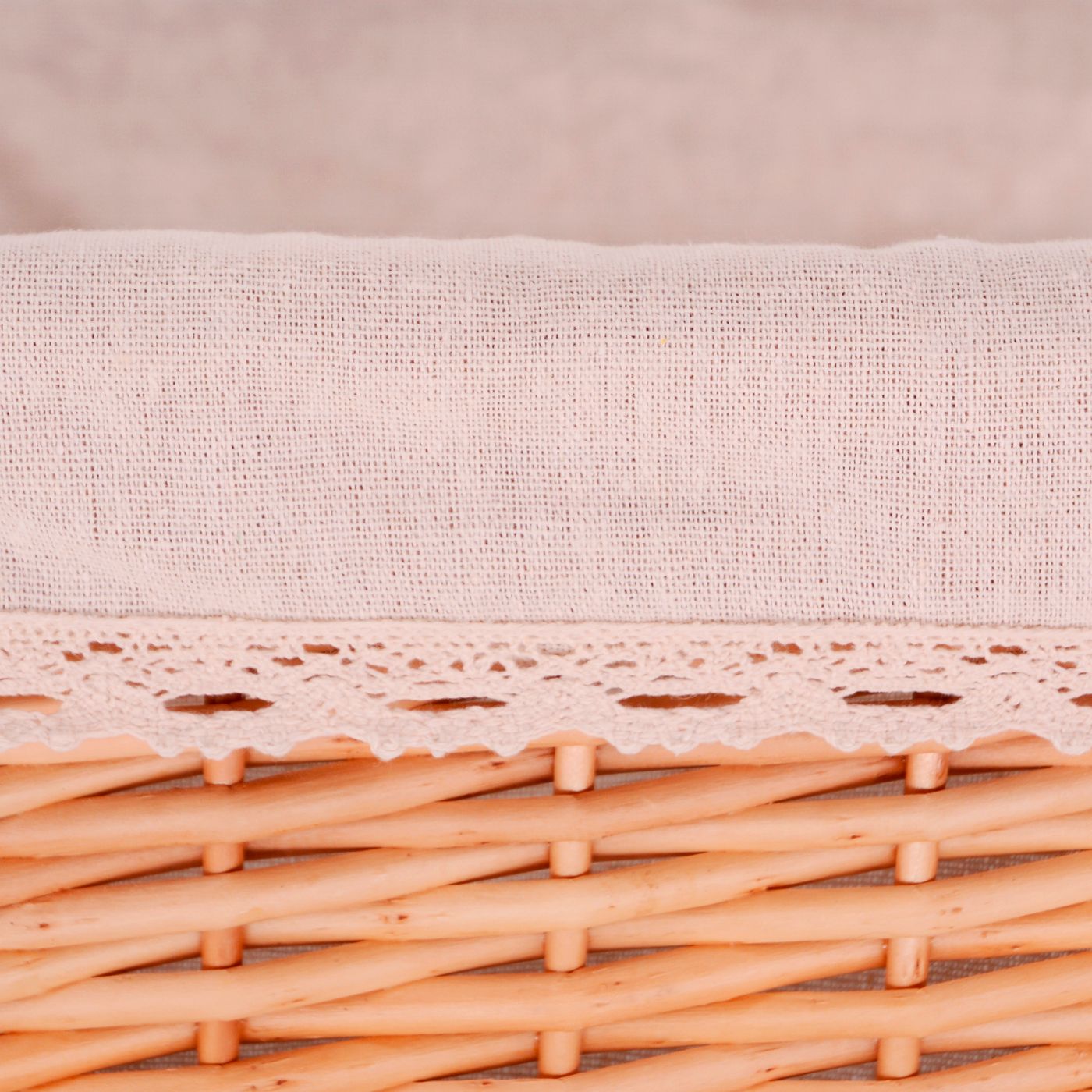 Set of 3 wicker storage baskets - Beige fabric