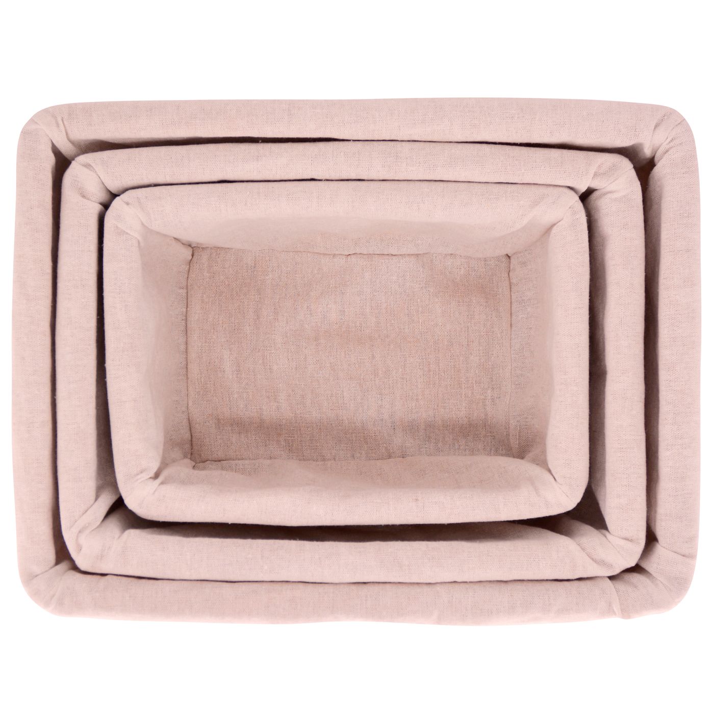 Set of 3 wicker storage baskets - Beige fabric