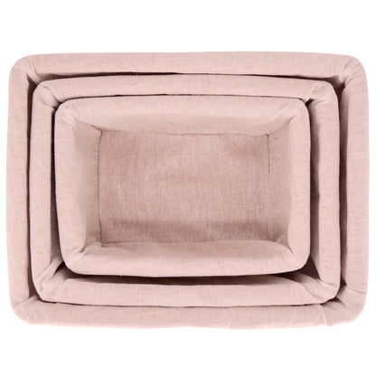 Set of 3 wicker storage baskets - Beige fabric