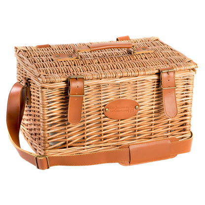 Leather picnic basket Trianon green - 2 person