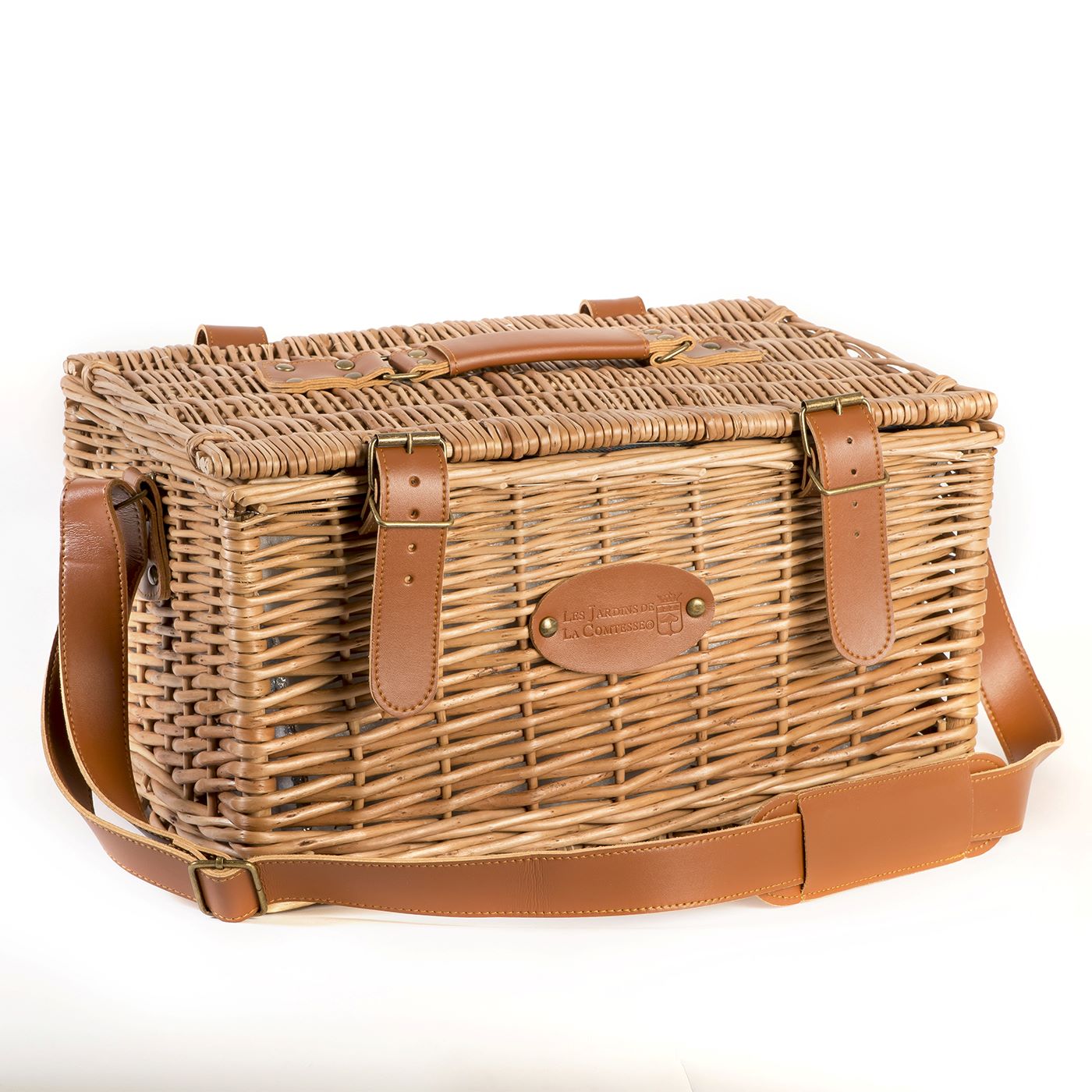 Leather picnic basket Trianon green - 2 person