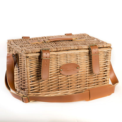 Leather picnic basket Trianon green - 2 person