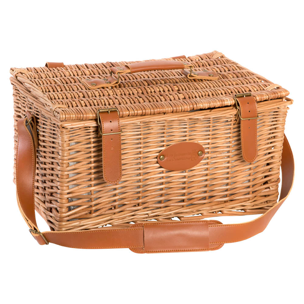 Leather picnic basket Trianon green - 4 person