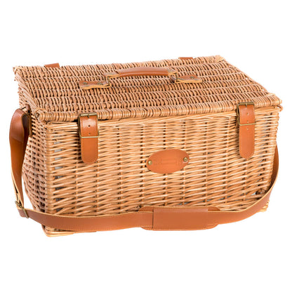 Leather picnic basket Trianon green - 6 person