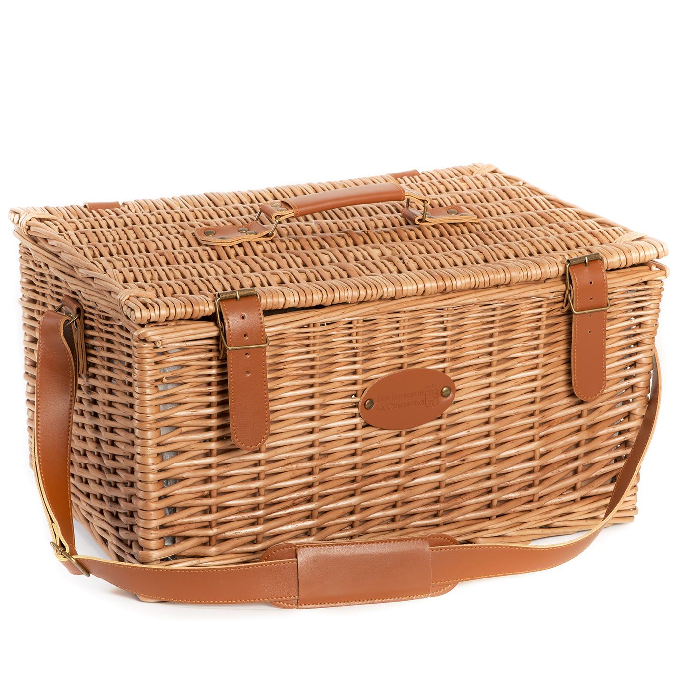 Leather picnic basket Trianon green - 6 person