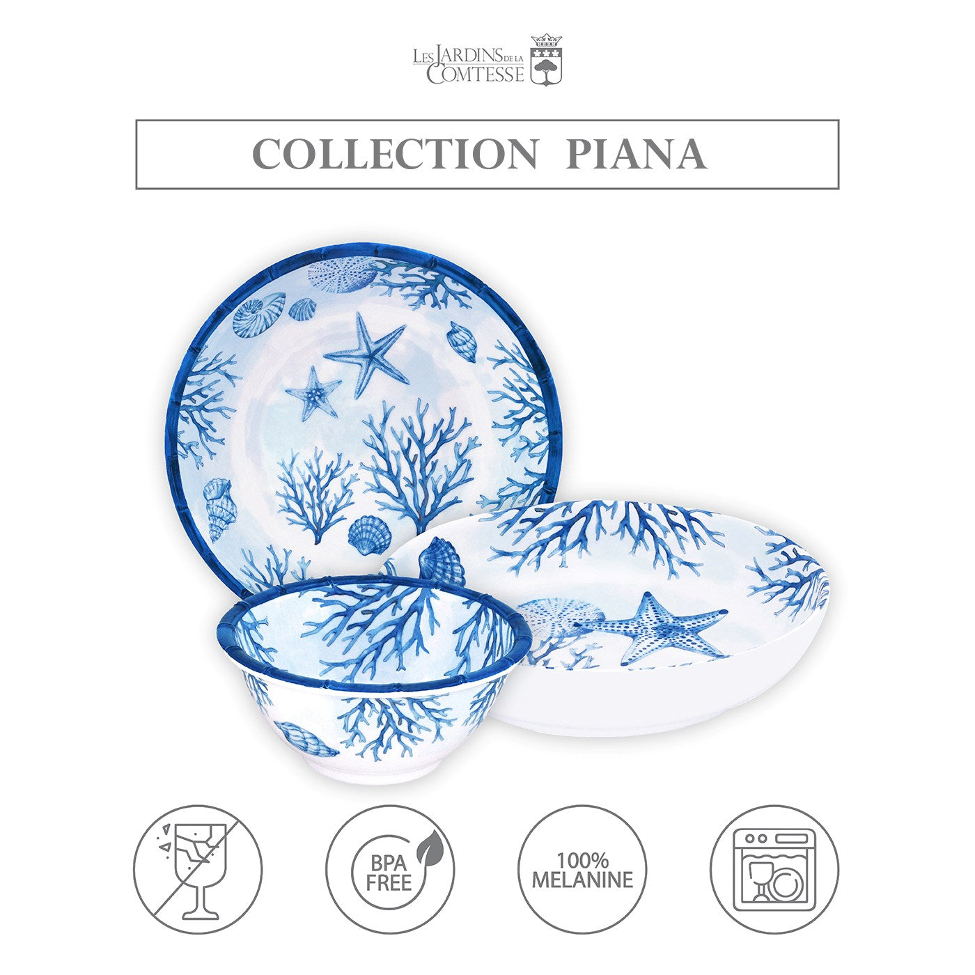 Coral melamine soup plate - Ø 20 cm
