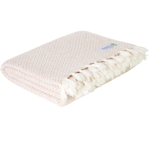 Comfortable throw in cashmere and wool: camel / ivory - 130 x 230 cm