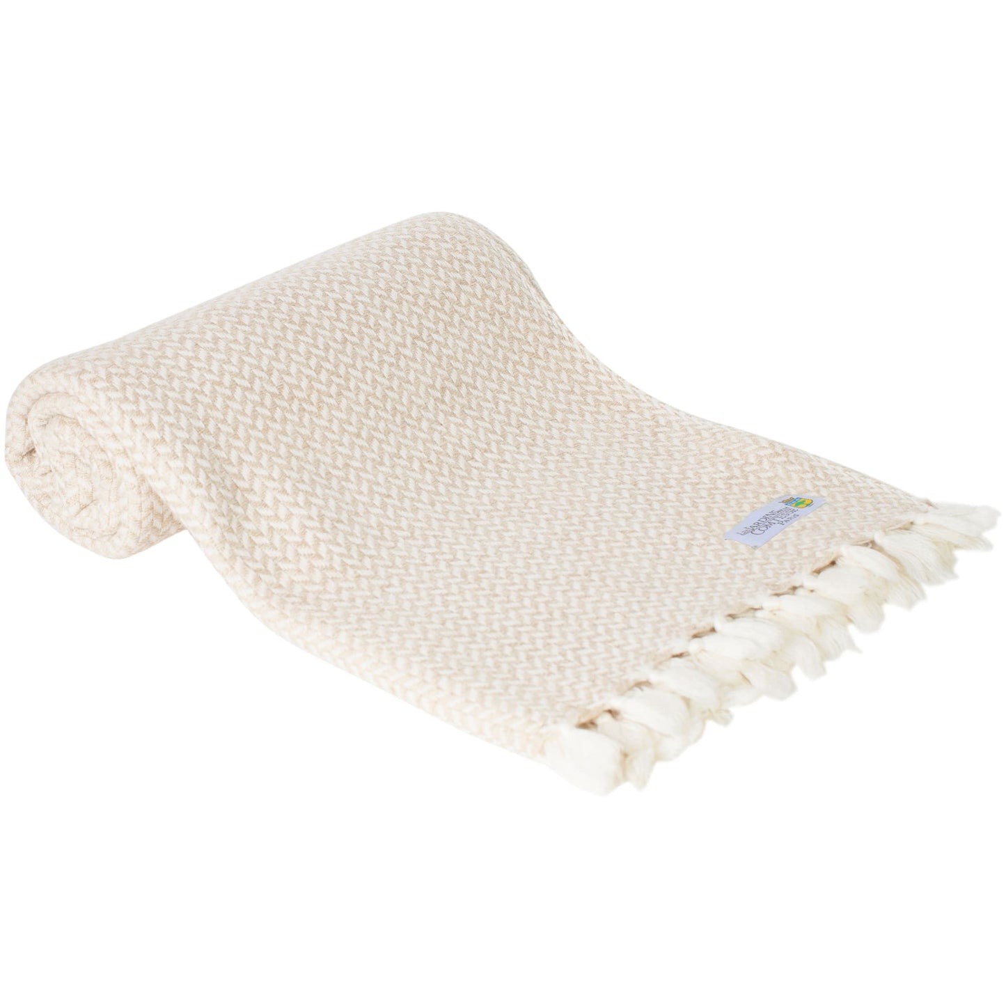 Comfortable throw in cashmere and wool: camel / ivory - 130 x 230 cm