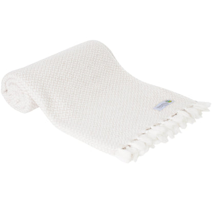 Comfortable throw in cashmere and wool: ivory - 130 x 230 cm