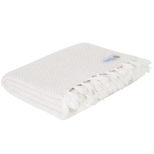 Comfortable throw in cashmere and wool: ivory - 130 x 230 cm