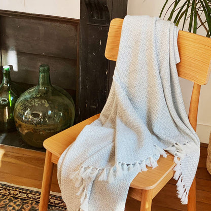 Comfortable throw in cashmere and wool: grey / ivory - 130 x 230 cm