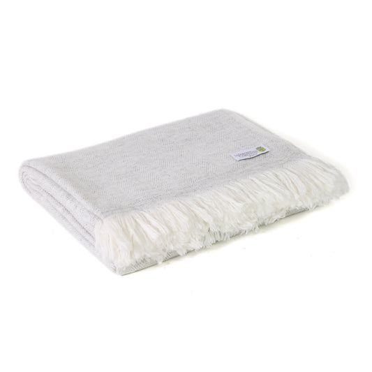Herringbone throw in cashmere and wool: Silver grey - 130 x 230 cm