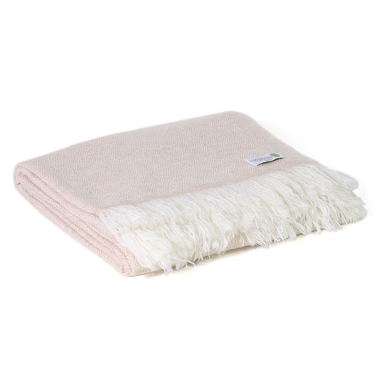 Throw in cashmere and wool - Camel diamond pattern - 130 x 230 cm