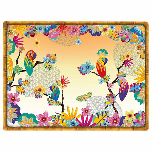 Rectangular placemat (40 x 30 cm) with parrots - Set of 6