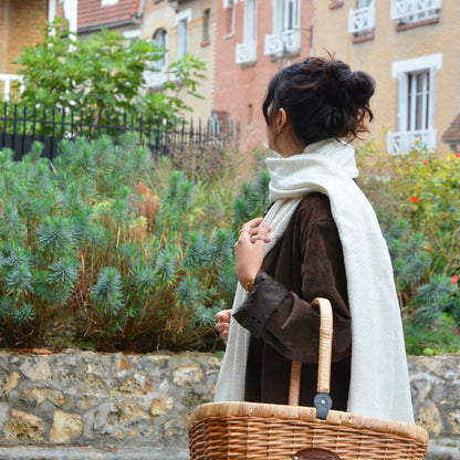 Women's stole/pashmina in Almond beige Herringbone pattern