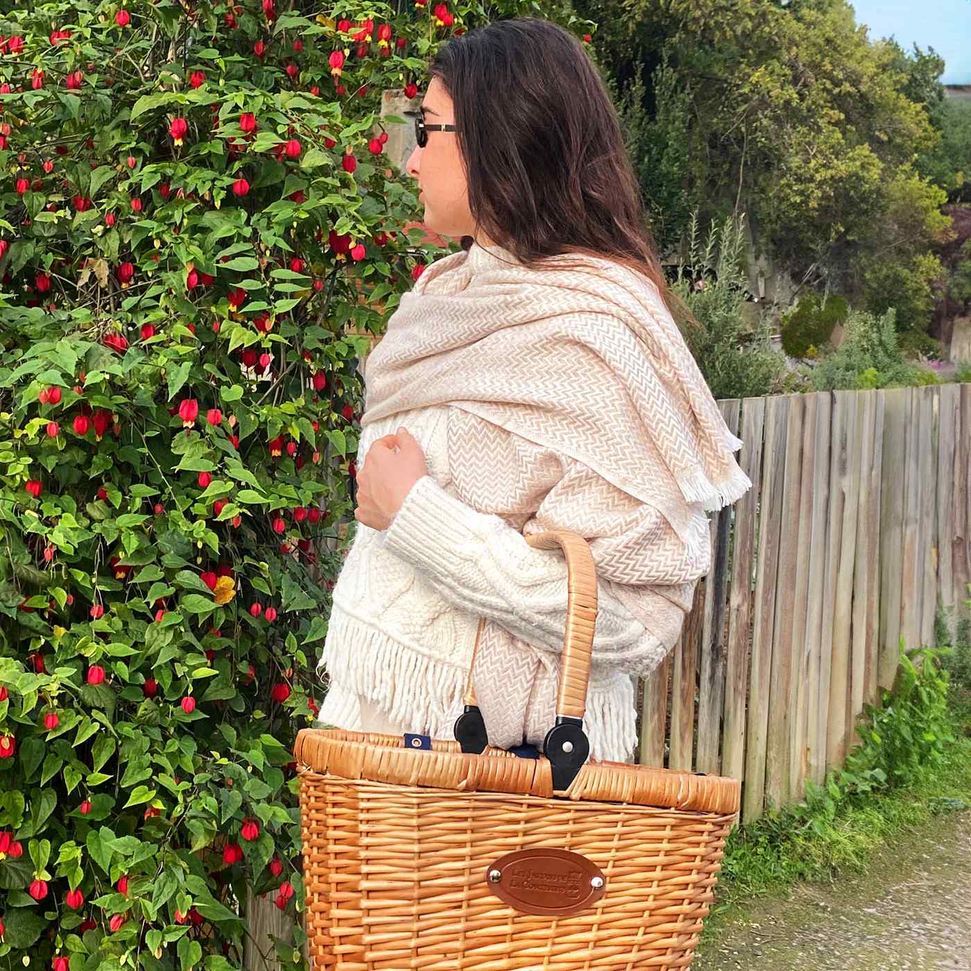 Women's stole/pashmina in Camel Herringbone pattern
