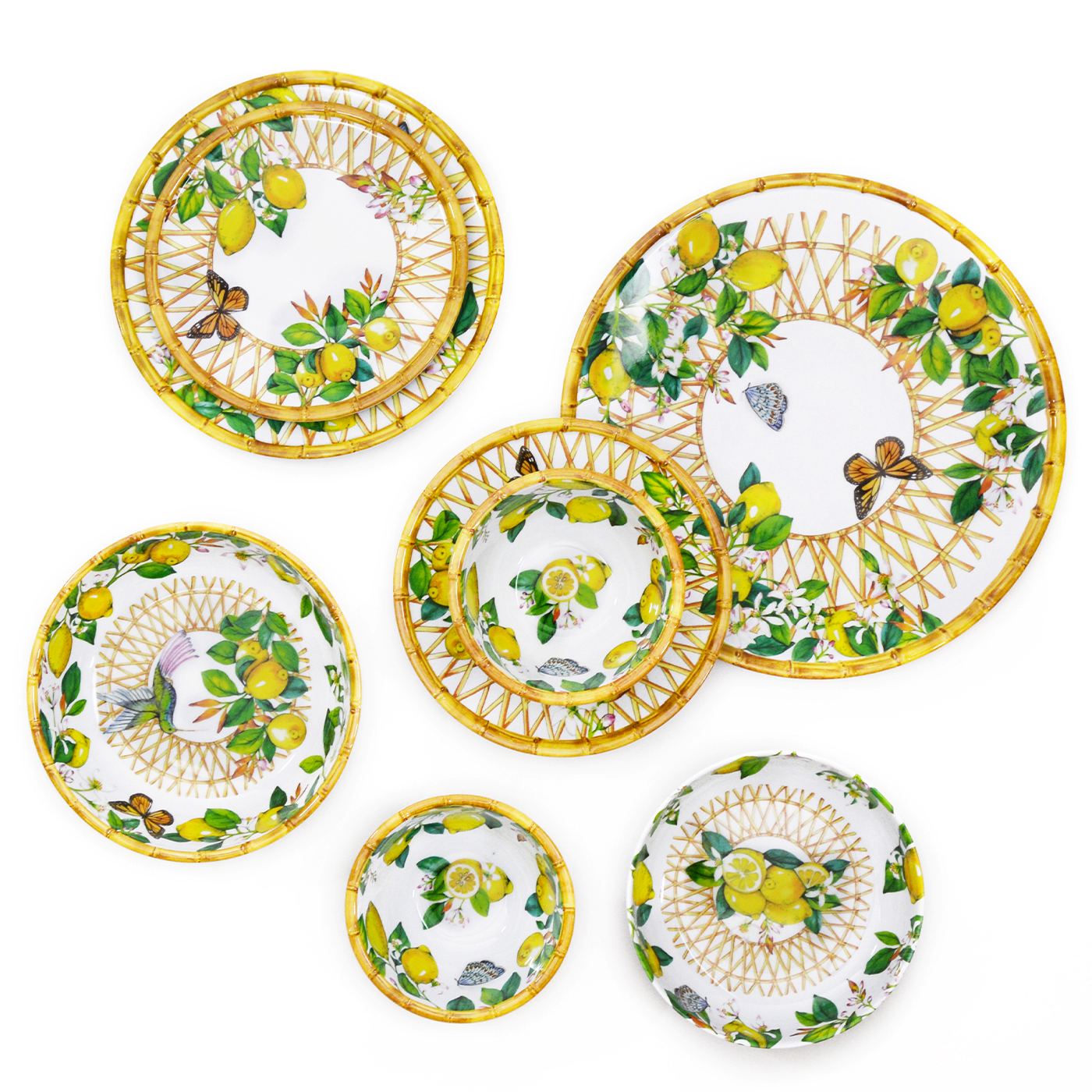 Round melamine serving dish with lemons - Ø 35,5 cm
