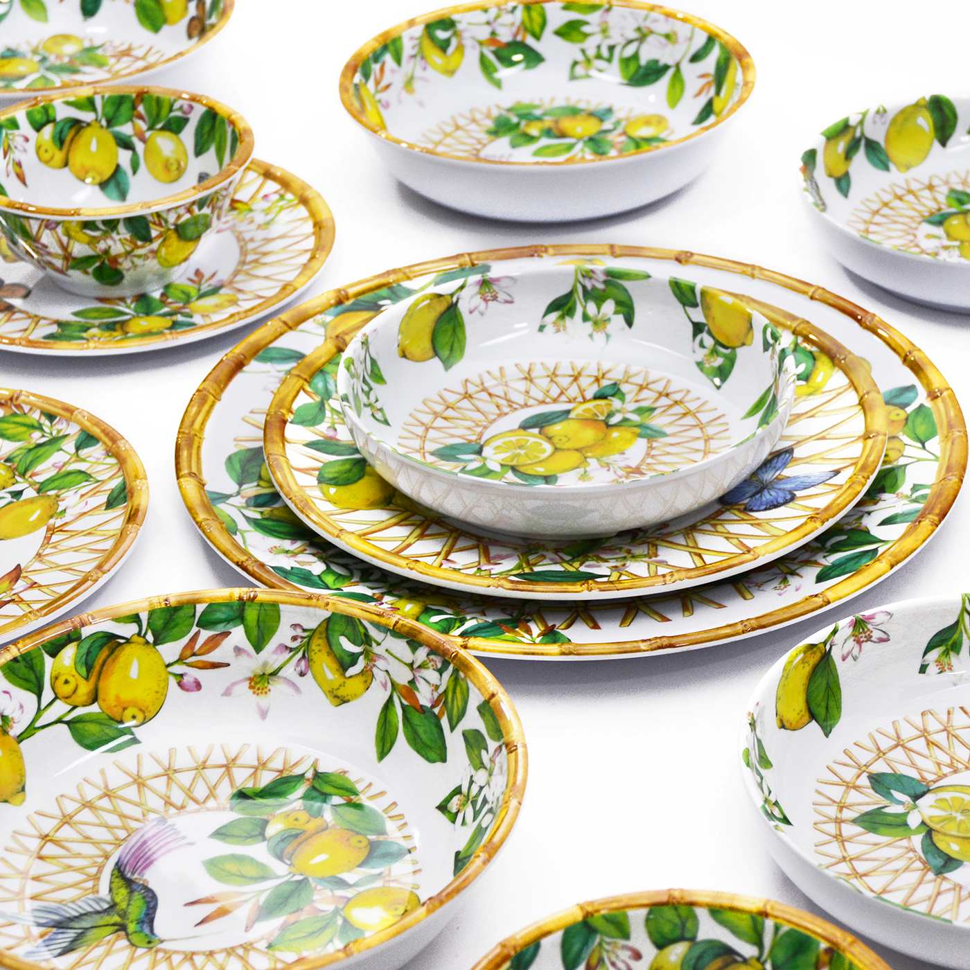Large dinner plate in melamine with lemons - Ø 28 cm