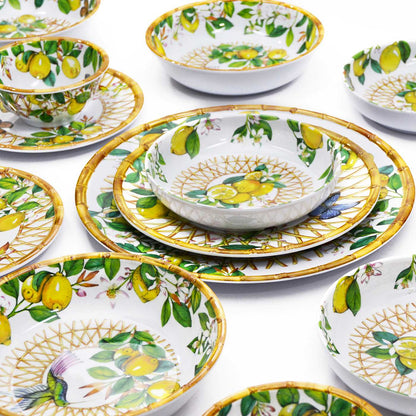 Large dinner plate in melamine with lemons - Ø 28 cm