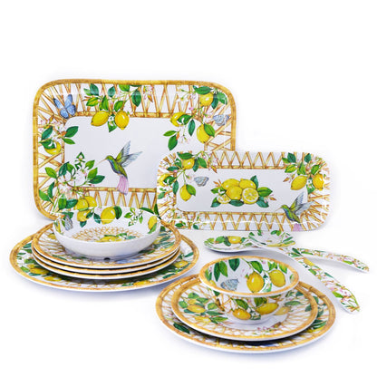 Large dinner plate in melamine with lemons - Ø 28 cm